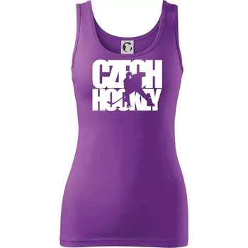 Dámské tričko Czech hockey - nápis s hokejistou - Mistrovství světa v ledním hokeji 2026 - Dámské tílko - XL ( Fialová )