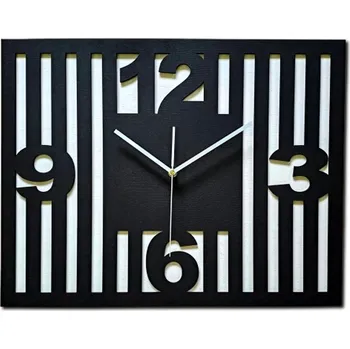 Hodiny VELKÉ, MODERNÍ HODINY NA ZEĎ, LOFT, MINIMALISTICKÉ, LAMELY, ČERNÉ