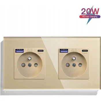 Elektrická zásuvka Elektrická Zásuvka, telefonní, USB nástěnná Machina Sapiens zlatá