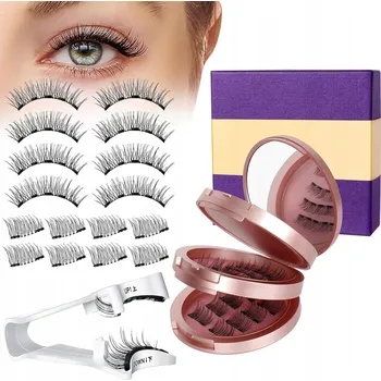 Péče o řasy a obočí MAGNETICKÉ UMĚLÉ ŘASY SADA 8 PÁRŮ opakovaně použitelné + Pinzeta ZRCÁTKO