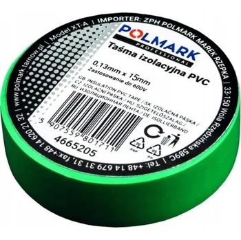 Malá elektroizolační páska Polmark 15 mm x 10 m zelená