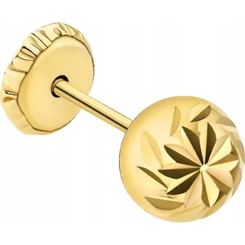 Náušnice ZLATÝ DÁMSKÝ NÁUŠNICE ryzost 585 Diamantovaná Kulička 5mm Šroubovací Puzeta 8k
