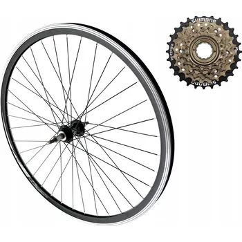 Zapletené kolo ZADNÍ KOLO 26 PALCŮ PRO 7-RYCHLOSTNÍ VOLNOBĚŽKU ALU V-BRZDY ČERNÉ