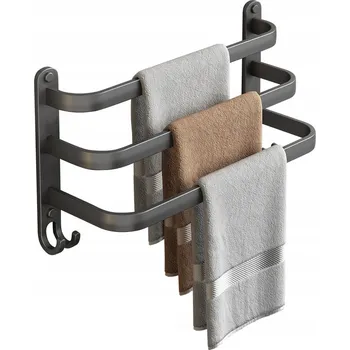 Držák na ručník Tyč s háčky na lepidlo Arhatreya šedá