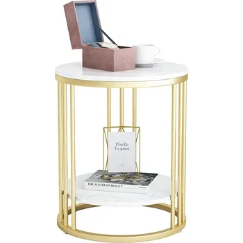 Konferenční stolek Konferenční stolek moderní obdélníkový 70 x 70 x 48 cm bílý, zlatý