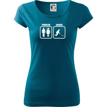 Dámské tričko Problém hokejista - Dámské triko Pure - L ( Petrolejová )