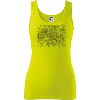 Dámské tričko Mapy měst černobílé Praha - Dámské tílko - L ( Limetková )