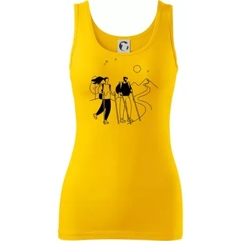 Dámské tričko Kreslený pár na výletě - Dámské tílko - XL ( Žlutá )