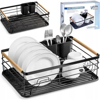 Odkapávač na nádobí Černý odkapávač na nádobí, sušák na nádobí 43x32x14,5 cm /Vilde