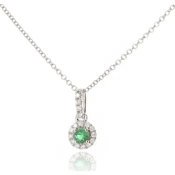 Náhrdelník Dámský náhrdelník z bílého zlata se smaragdem a diamanty BNAH005+ DÁREK ZDARMA