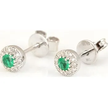 Náušnice Naušnice z bílého zlata pecičky se smaragdy a diamanty BN0041F + DÁREK ZDARMA