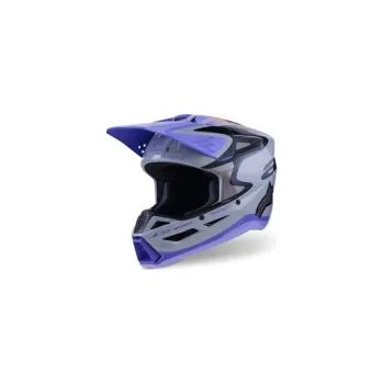 Helma na motorku Mx Helma Alpinestars SM3 Jettson Helmet Gray Purple Black Glossy 26, Velikost XS (53-54cm)