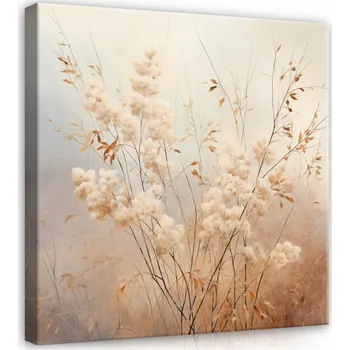 Obraz OBRAZ BOHO ROSTLINY BÉŽOVÝ MODERNÍ NA PLÁTNĚ NA ZEĎ LOŽNICE 40x40