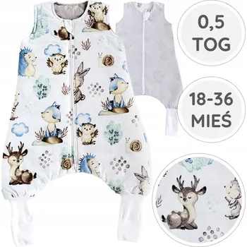 Spací pytel pro miminko LETNÍ MUŠELÍNOVÝ SPACÍ PYTEL S PONOŽKAMI 1,0 TOG BAVLNA POLSKÝ Vel. M BabyU