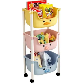 úložný prostor na hračky Flamenco Mystique Dětská plastová skříňka na kolečkách se zvířaty 85x37,5x25,5cm PO18KOL