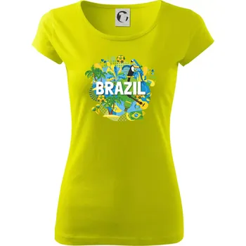 Dámské tričko Brazílie Barevný obrázek - Dámské triko Pure - L ( Limetková )