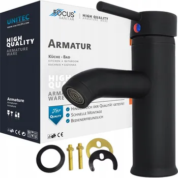 Vodovodní baterie Stojánková umyvadlová baterie Focus Sanitar černá