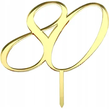 Jedlá dekorace na dort Zápich do dortu číslice 80 osmdesát zlatá plexiskla