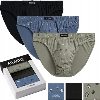 Pánská móda Pánské slipy Atlantic 3MP-164 A'3 S-2XL khaki-černá-modrá L