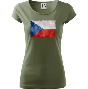 Dámské tričko Česká vlajka stará - Dámské triko Pure - XS ( Khaki )