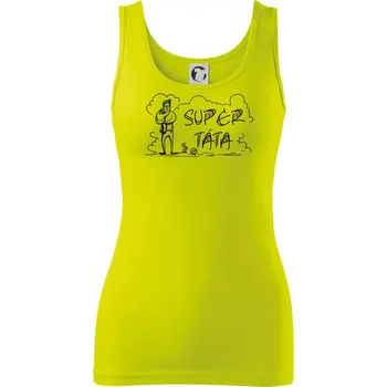 Kreslený nápis super táta - Dámské tílko - S ( Limetková )