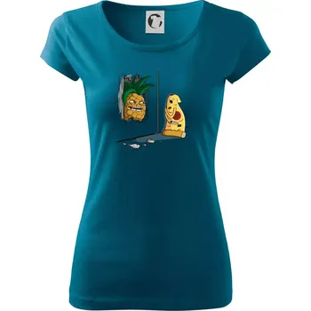 Dámské tričko Pizza hawai - Dámské triko Pure - S ( Petrolejová )