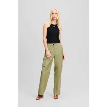 Dámské kalhoty KALHOTY KARL LAGERFELD CARGO PANTS OIL GREEN