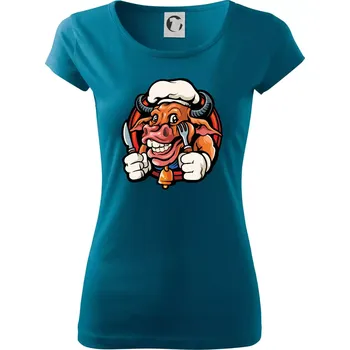 Dámské tričko Kráva na gril - Dámské triko Pure - XL ( Petrolejová )