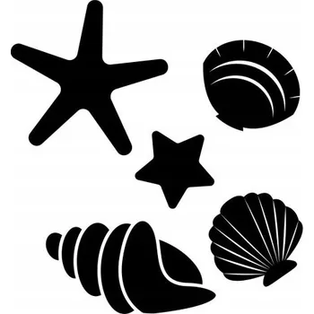 Samolepící dekorace Samolepka na stěnu mušle a hvězdice 15x13cm