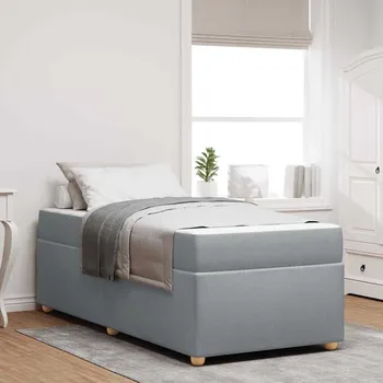 Postel vidaXL Rám postele s matrací Světle šedá 90 x 190 cm textil [3399321]