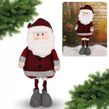 Vánoční dekorace Červený svatý Mikuláš s nastavitelnými nohami, vánoční ozdoba 45/82 cm