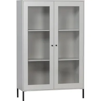 Knihovna WOOOD Šedá dřevěná vitrína Xam 155 x 100 cm