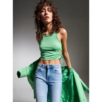 Sinsay - Crop top s ozdobným vázáním - zelená - 8993J-70X - 8993J-70X-XL
