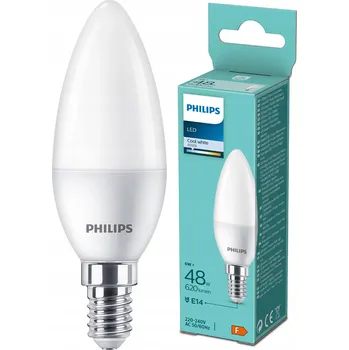 Žárovka PHILIPS LED žárovka E14 6W = 48W 4000K NEUTRÁLNÍ Svíčka 620lm B35