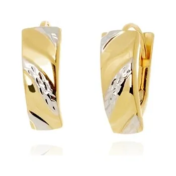 Náušnice Dámské gravírované náušnice ze žlutého zlata NA1788F + DÁREK ZDARMA