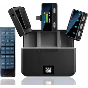 Mikrofon SADA 2x BEZDRÁTOVÝ KLOPNÝ MIKROFON USB C S KLIPEM USBC 2 MIKROFONY