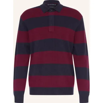 Tommy Hilfiger Pánské Úpletové Rugbyové Tričko, tmavě červená...