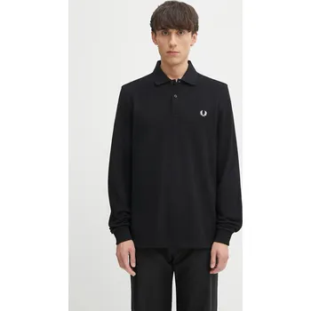 Pánské tričko Bavlněné tričko s dlouhým rukávem Fred Perry černá barva, M6006, S, 99X