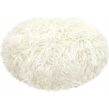 Polštář KULATÝ POLŠTÁŘ FLUFFY KOŽEŠINA Ø 35 CM BÍLÝ DEKORATIVNÍ DO DĚTSKÉHO POKOJE