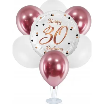 Balónek Sada balónků na stojanu k 30. narozeninám, růžovo-zlatá