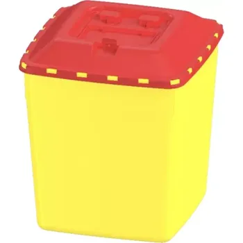 Odpadkový koš NÁDOBA NA MEDICINÁLNÍ ODPAD HRANATÁ 10 L VČETNĚ UZÁVĚRU 235 X 235 X 268 MM (35 KS/KARTON)