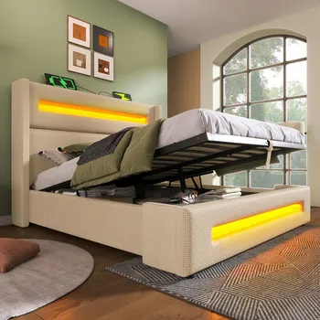 Postel Jednolůžková dřevěná postel Arhatreya 140x200 v odstínech béžové