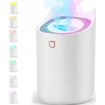 Zvlhčovač vzduchu ZVHLČOVAČ VZDUCHU SE 7 BARVAMI RGB PODSVÍCENÍ TICHÝ PROVOZ 3L