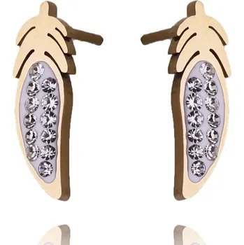 Náušnice Flamenco Mystique Elegantní Náušnice z 14karátové pozlacené chirurgické oceli, světle zlatá, 1,5 x 0,5 cm