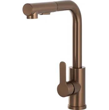 Vodovodní baterie Gamma Side 2, stojánková dřezová baterie s výsuvným výtokem h-300, měděná matná, GMA-BSE2-BRGD