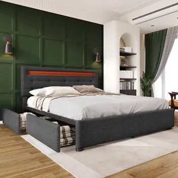 Postel Dřevěná manželská postel Arhatreya 140x200 cm šedá