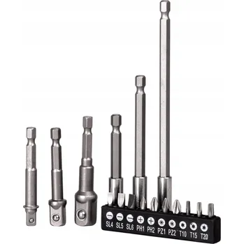Bit Sada bitů, adaptér, prodloužení – 16 dílů pro vrtačku/šroubovák (PZ, PH)
