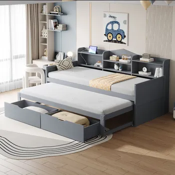 Postel Jednolůžková dřevěná postel Arhatreya 90x200 cm šedá