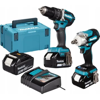 MAKITA SADA AKU VRTACÍ ŠROUBOVÁK DHP484 A RÁZOVÝ UTAHOVÁK DTW300 + 3X5AH DLX2359TJ1