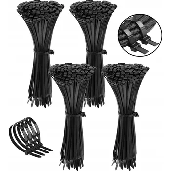 Stahovací páska Stahovací pásky, černé stahovací pásky 200x4,8 mm, 400 ks